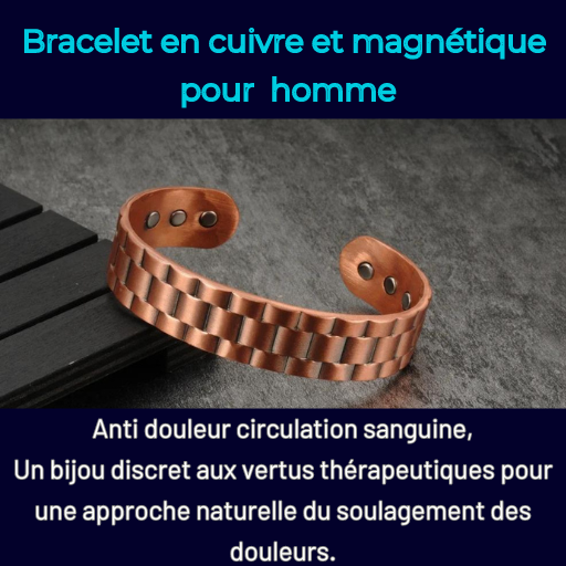 Bracelet cuivre magnétique homme :, Bracelet cuivre magnétique homme, PLATINUMVENDROO