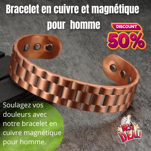 Lire la suite à propos de l’article Bracelet cuivre magnétique homme